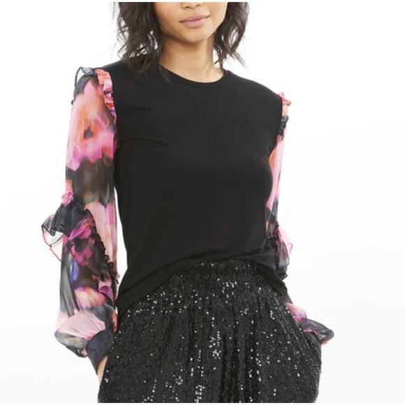 NWT Generation Love Joni Floral Sleeve Top Women's Large - Picture 1 of 11